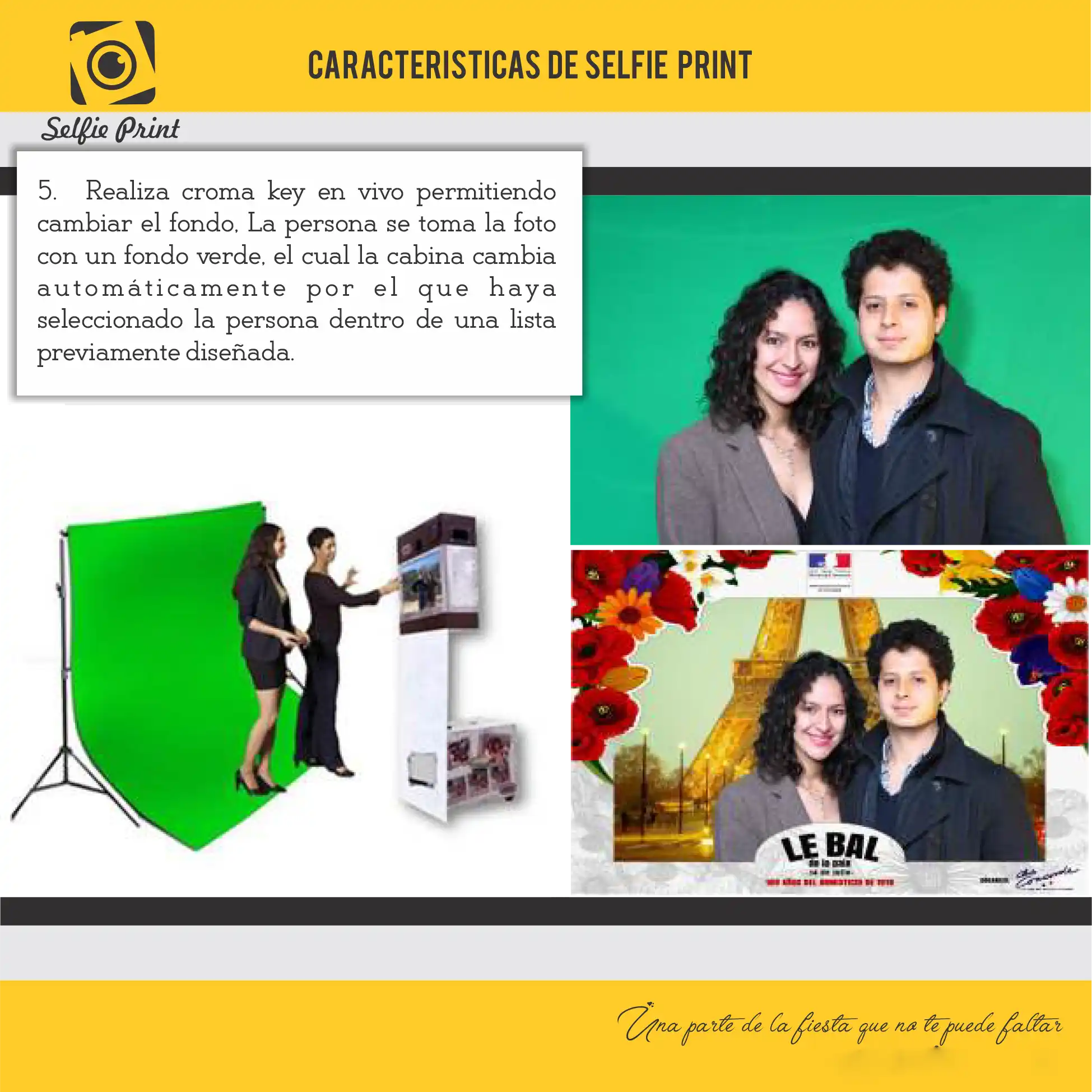 cabina fotográfica portátil e interactiva Selfie Print de Crearte Imagen para eventos sociales y activaciones de marca.