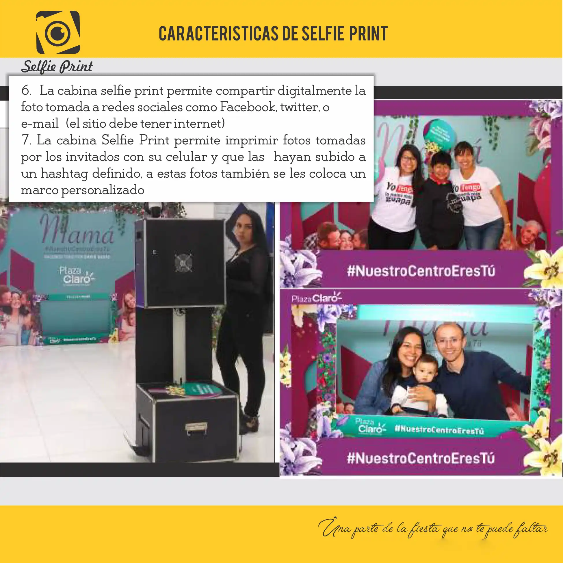 cabina fotográfica portátil e interactiva Selfie Print de Crearte Imagen para eventos sociales y activaciones de marca.